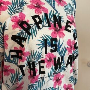 Spiritual Gangster White Sweatshirt with Hibiscuis Floral Design